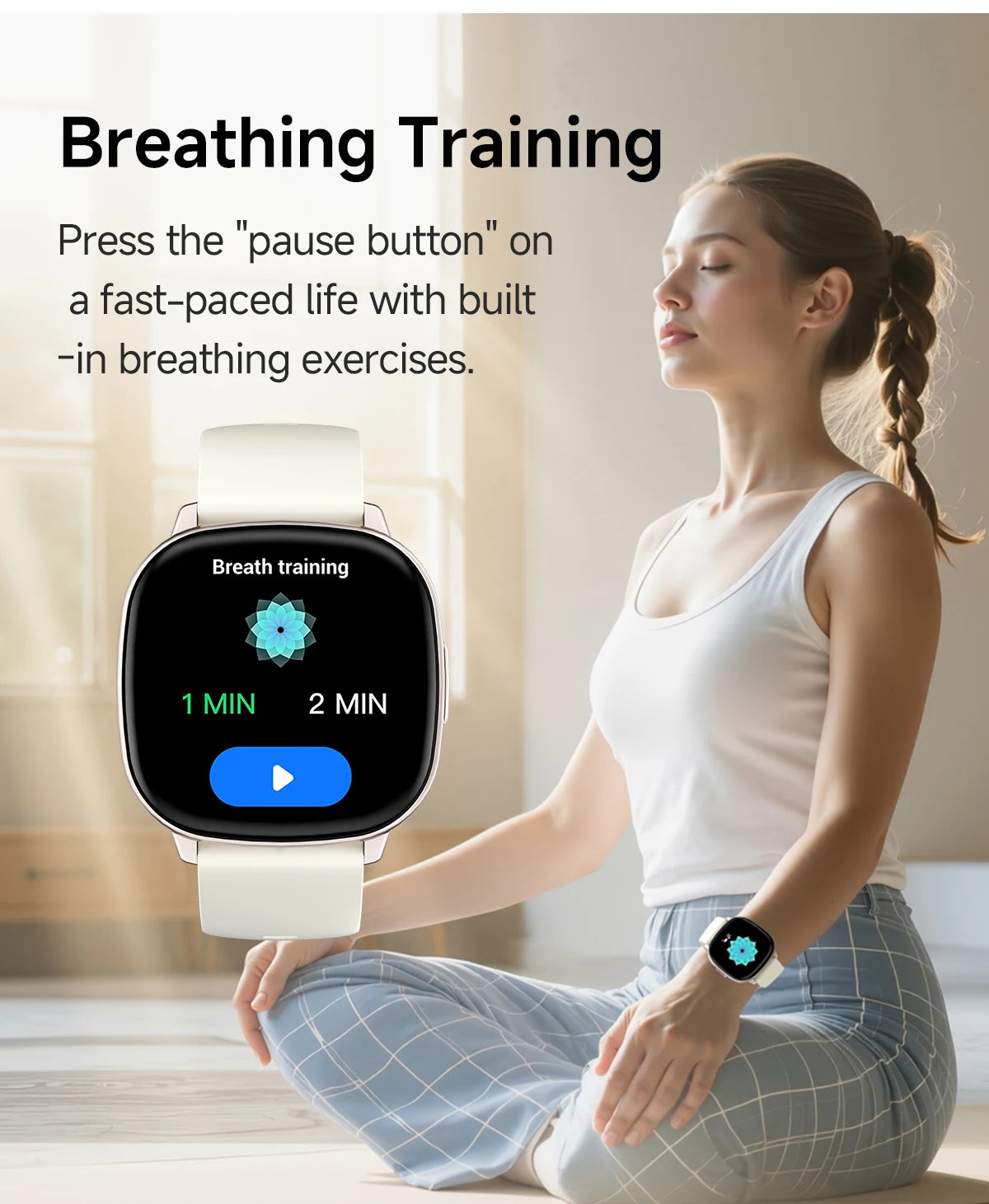 2026 New Fashion HD17 Air Smart Watch for Unisex Breathing Training Heart Rate Sleep Pressure Monitoring Waterproof BT Calling