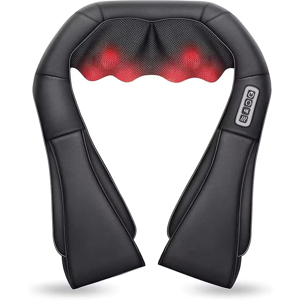 Shiatsu Neck and Shoulder Massager with Heat | Deep Tissue Relief Massage Cushion 4-Button Panel EU Plug 220 V|Poland