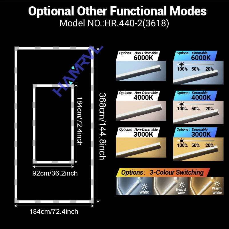 LED Rectangle Lighting 4S car showroom Barber Workshop Office Desk Ceiling Lamp Color change Dimmable Garage Hexagon Lights Gym