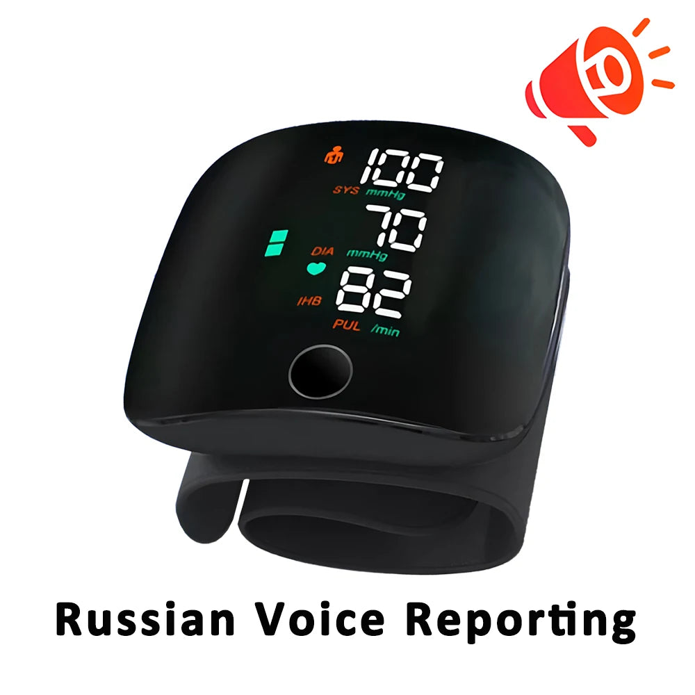 Rechargeable Wrist Blood Pressure Monitor Medical Russian/No Voice Digitlal Display Health Sphygmomanometer Tonometer