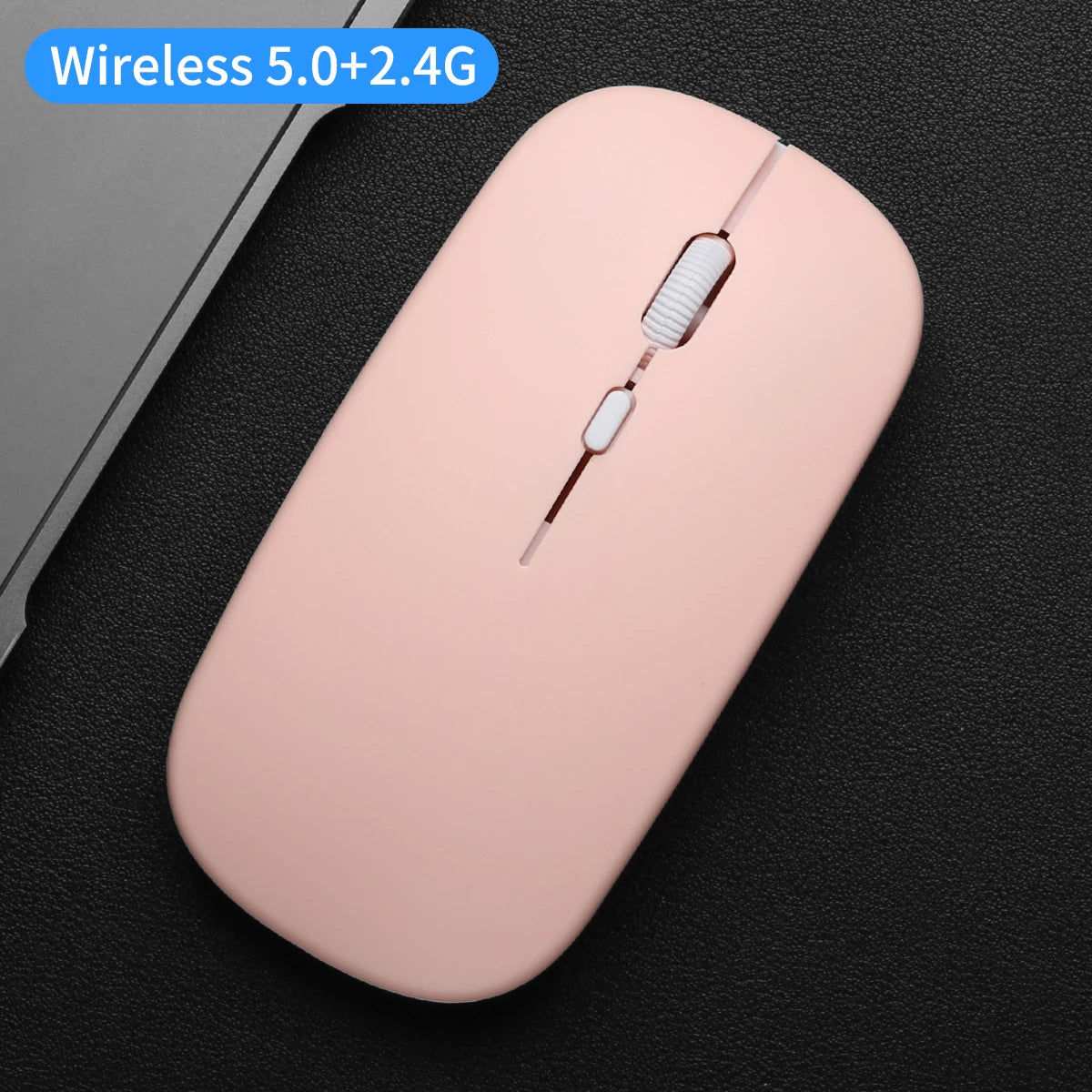 Wireless Mouse with 2.4G Bluetooth-compatible Dual Modes, 1600 DPI Adjustable, Silent Clicking, Portable Ergonomic Laptop Mouse