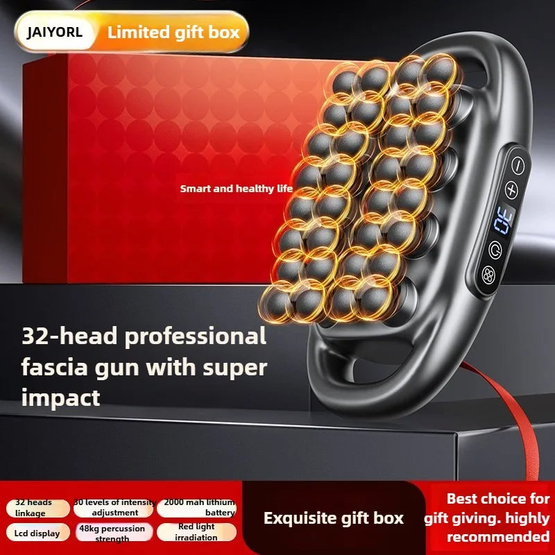 Fascia Gun Deep Tissue Muscle Massager - 32 Intensity Levels (Grey) Fascia Gun Grey Type C Charge Tidesmit