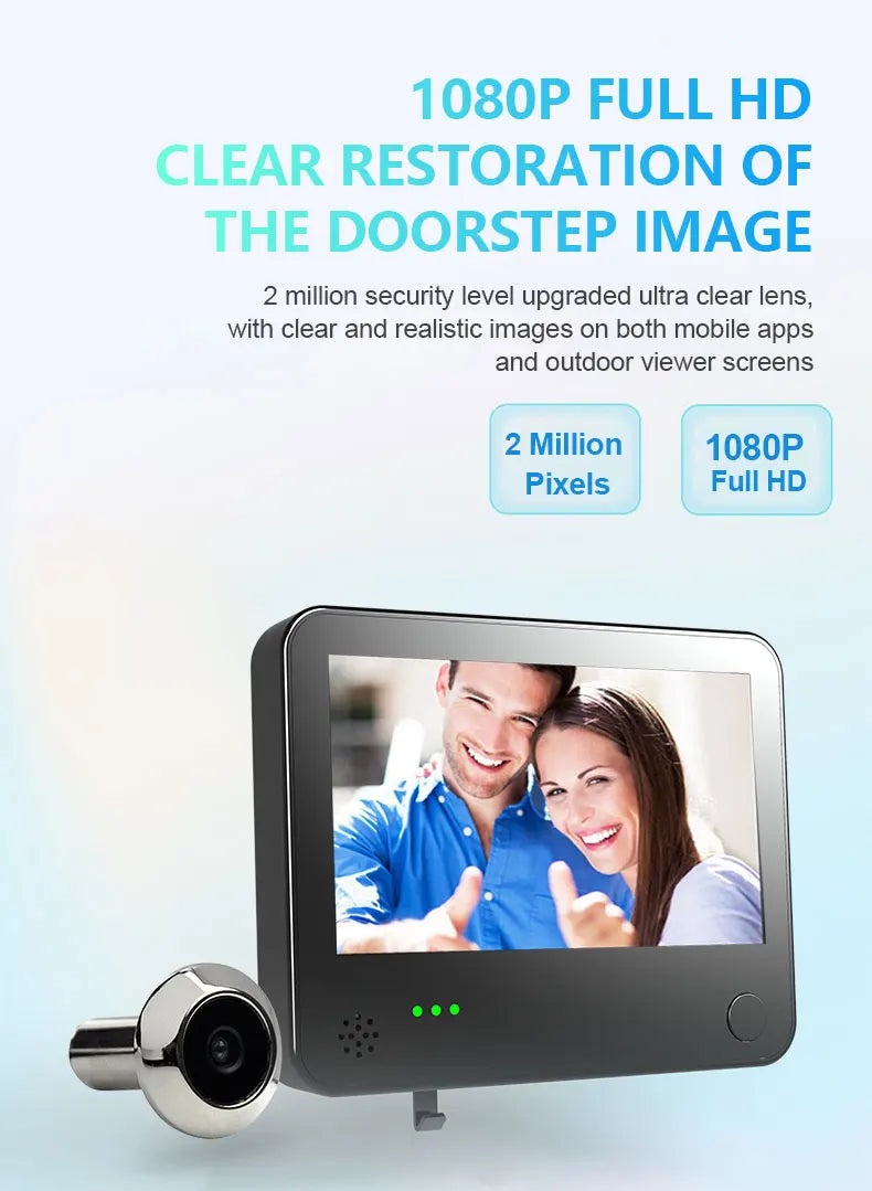 DANMINI 4.3'' Smart Door Peephole Camera WiFi Tuya Human Detection 6000mAh 120° 2KHD  3MP IPS HD Screen Remote Video Eye