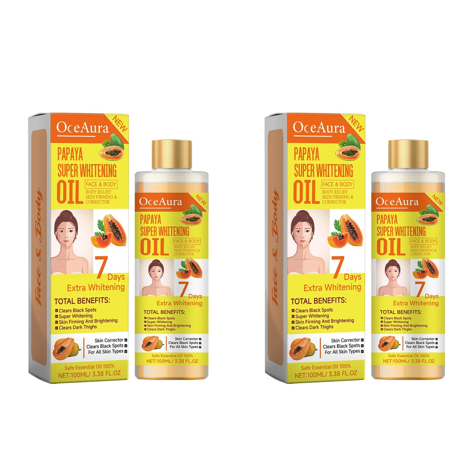 Papaya Whitening Body Oil Nourishing Brightening Skin Care Relaxing Muscle Smoothing Moisturizing Body Massage Skin Papaya Oil