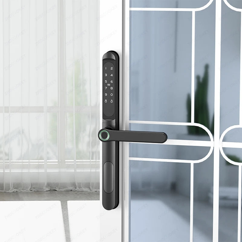 Slim 2.8CM Waterproof Sliding Door Smart Lock Fingerprint Password IC Card Key Compatibility TTlock App & Alexa Biometric Header