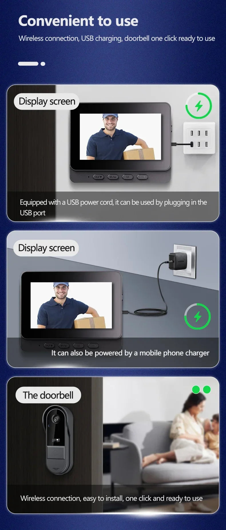 Waterproof Smart 2.4G Wireless Doorbells Video Intercom Camera Inteligente Night Vision 4.3inch Screen For Security Home