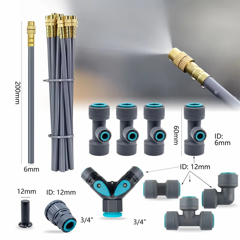 3/8" PE Hose Flexible 360° Bending Adjustable Atomization Nozzle Irrigation Set Quick Connection Garden Spray Watering System