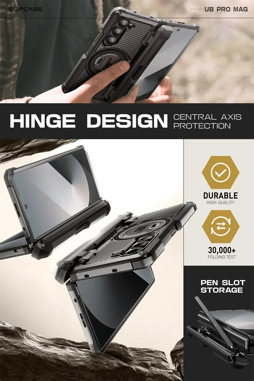 Samsung Galaxy Z Fold 6 Rugged Case with Screen Protector Tidesmit