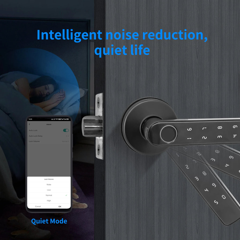 Tuya Bluetooth Biometric Electronic Lock Smart Fingerprint Password App Unlock Intelligent Door Handle Lock Home Security