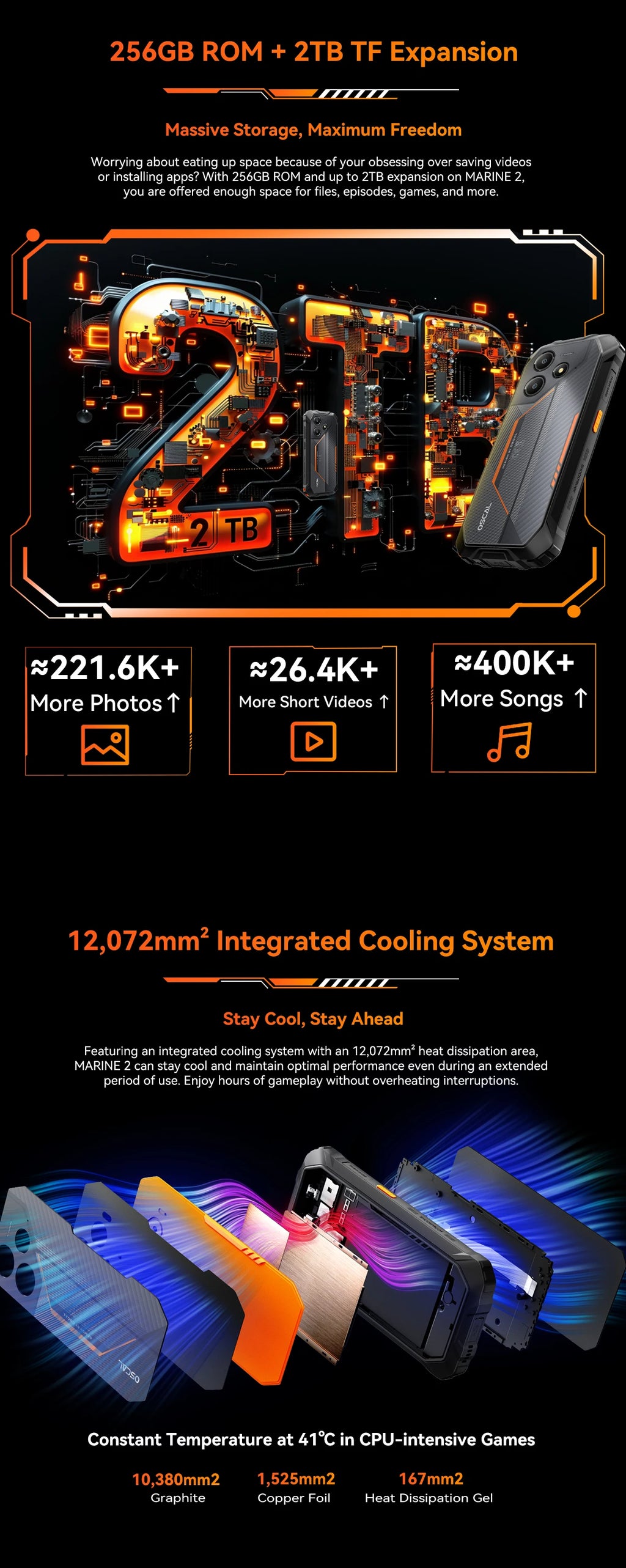 Blackview OSCAL Marine 2 Rugged Smartphone AI, 6.56'' HD+ Display, Unisoc T615,  8GB+128GB, 11000mAh, Android 15 Phone NFC