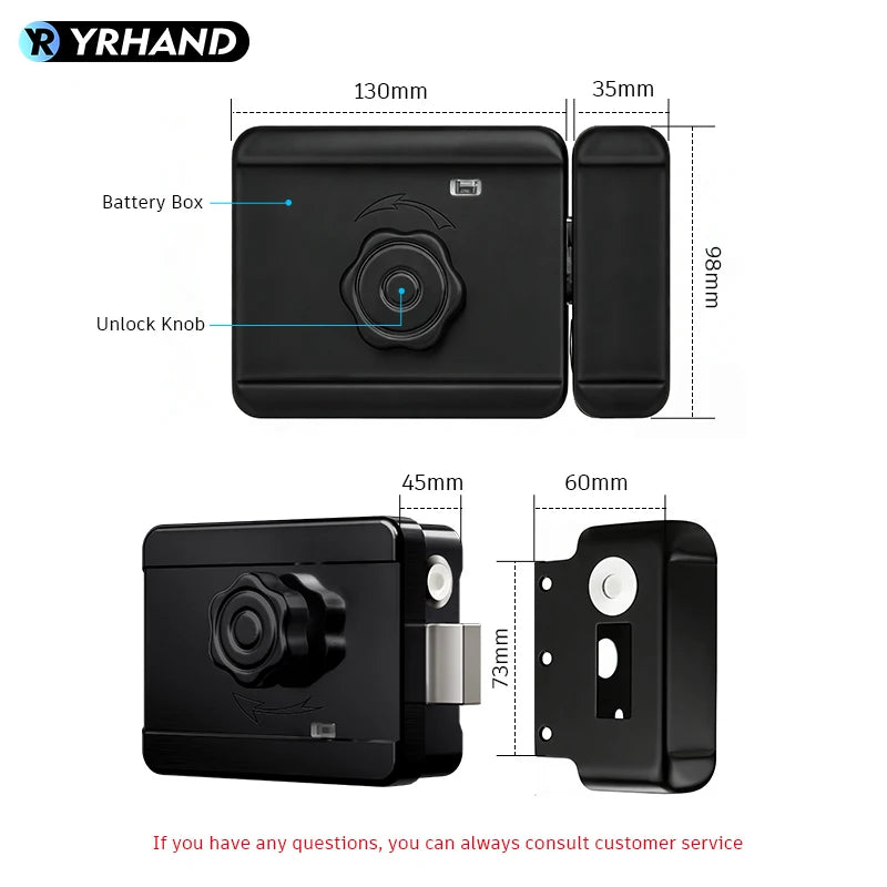 Tuya WiFi APP 3D Face Recognition Fingerprint Smart Lock Waterproof Gate Iron Door RFID Digital Face Recognition Lock For home