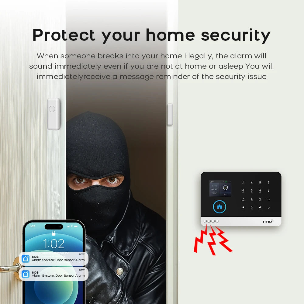 4G WiFi Home Alarm System with Motion Sensors - Smart Security Kit Tidesmit