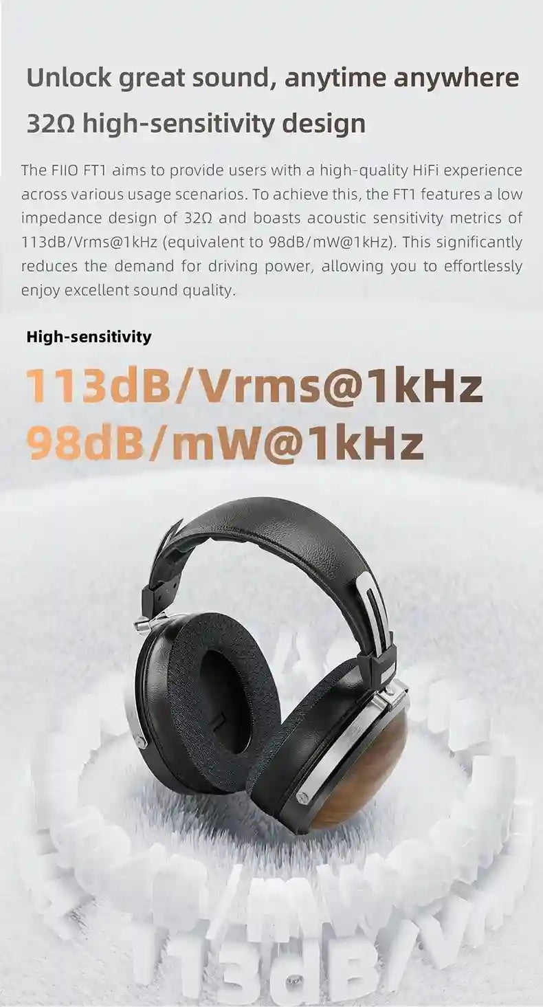 FiiO FT1 Closed-Back Headphones | Nanowood Fiber Over-Ear Audio Tidesmit