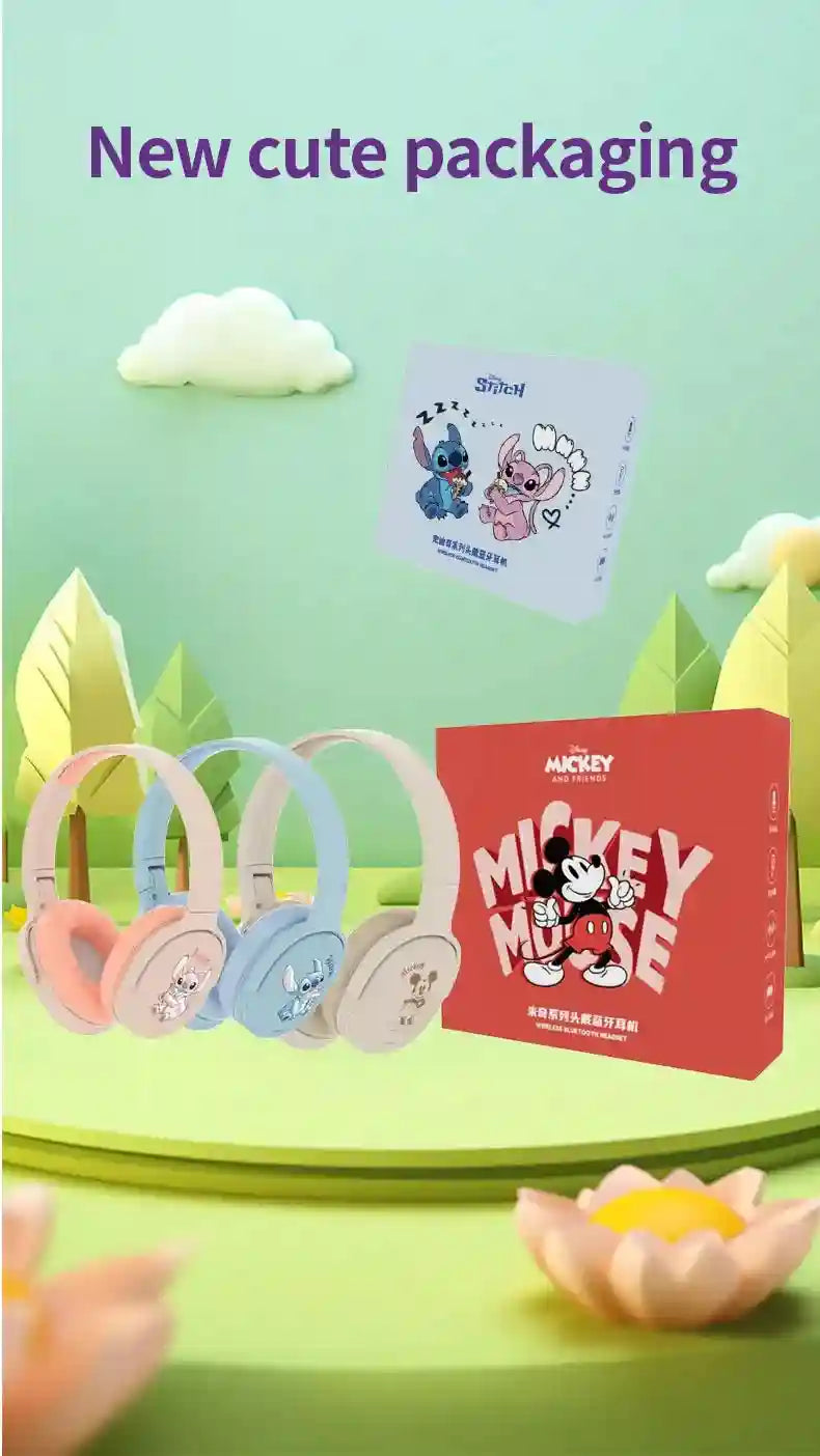 Disney Wireless Headphones - Noise Cancelling Over-Ear Kids Headset Tidesmit
