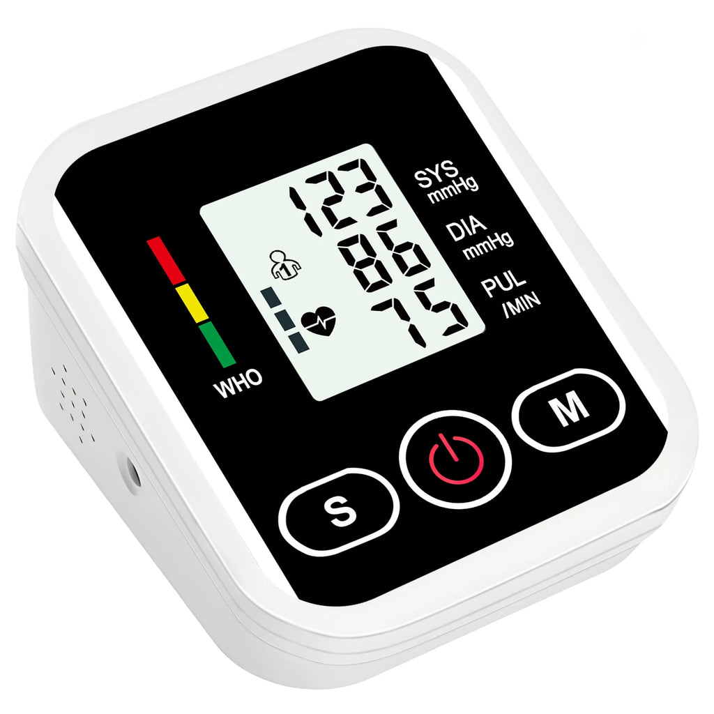 Arm Blood Pressure Monitor LCD Pressure Sensor Monitor BP Automatic Tonometer Digital Tensiometer LED Display Cuff Heart