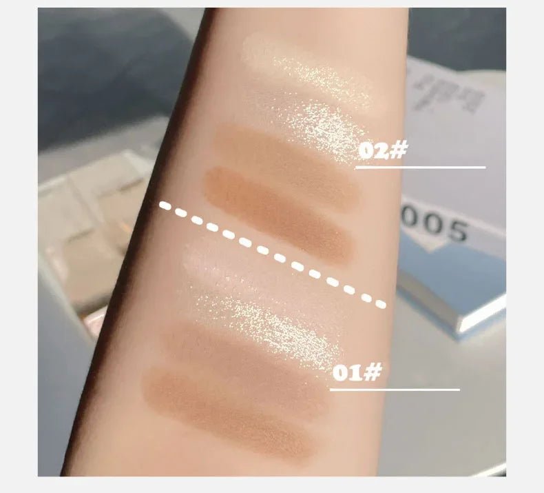 Tidesmit 4-color matte highlighter and contour palette for 3D facial sculpting and brightening makeup swatch
