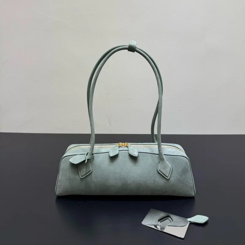Ladies' luxurious high-quality genuine leather all steel hardware double-sided pull tab sausage handbag