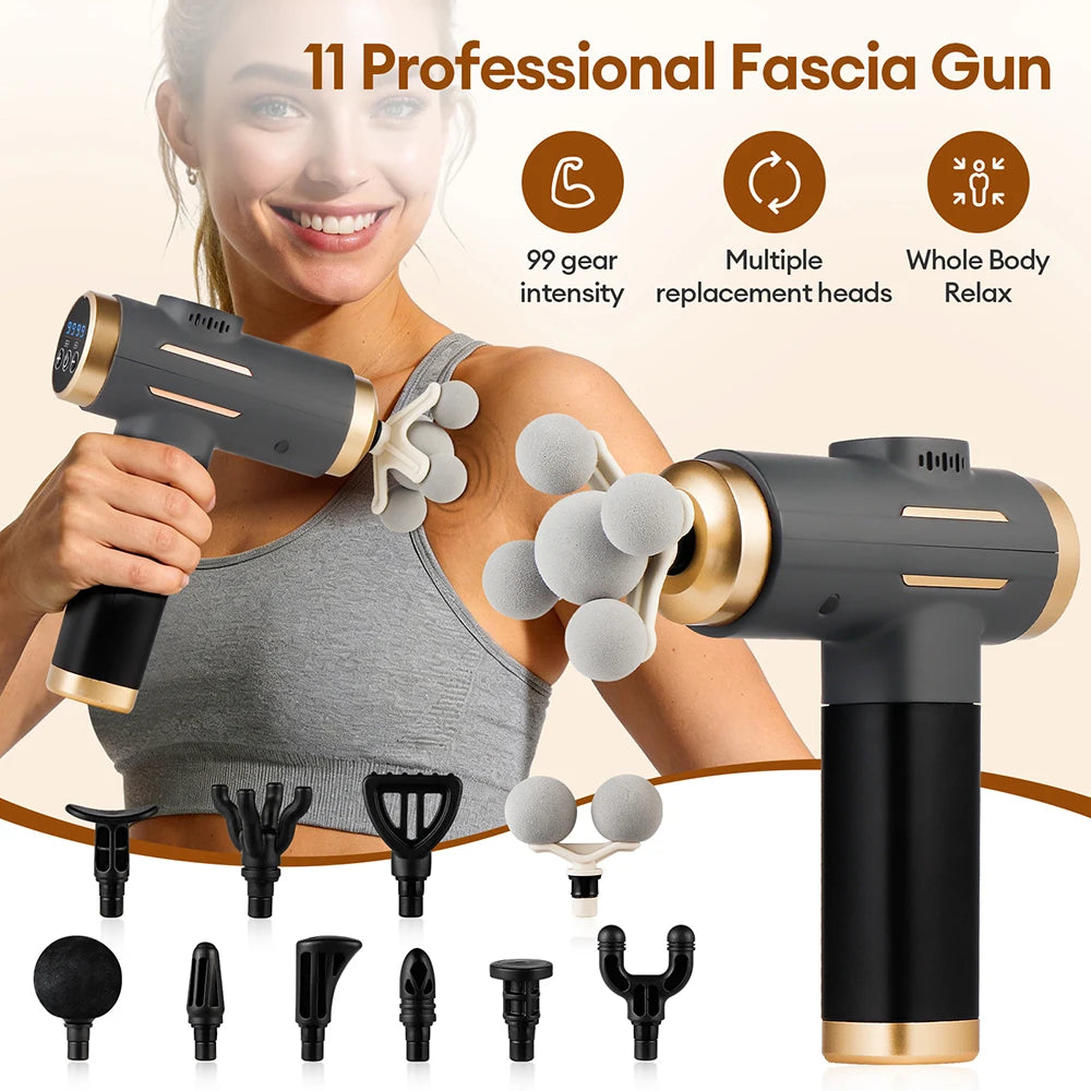 Fascia Massage Gun 99 Speed Deep Tissue Muscle Relief Device Relaxation Treatment Tidesmit