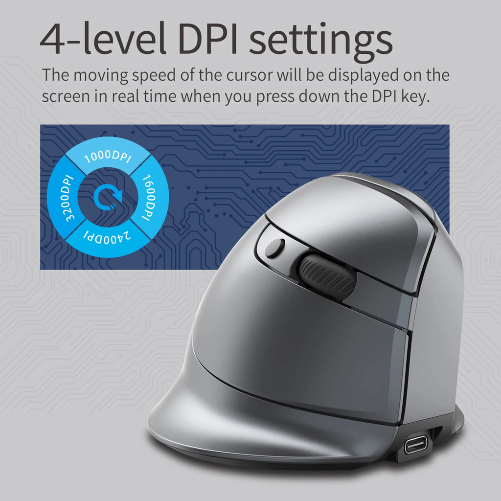 ZELOTES F-26C Mouse Rechargeable display dual-mode wireless mouse with silent 2.4GHz BT gray mouse