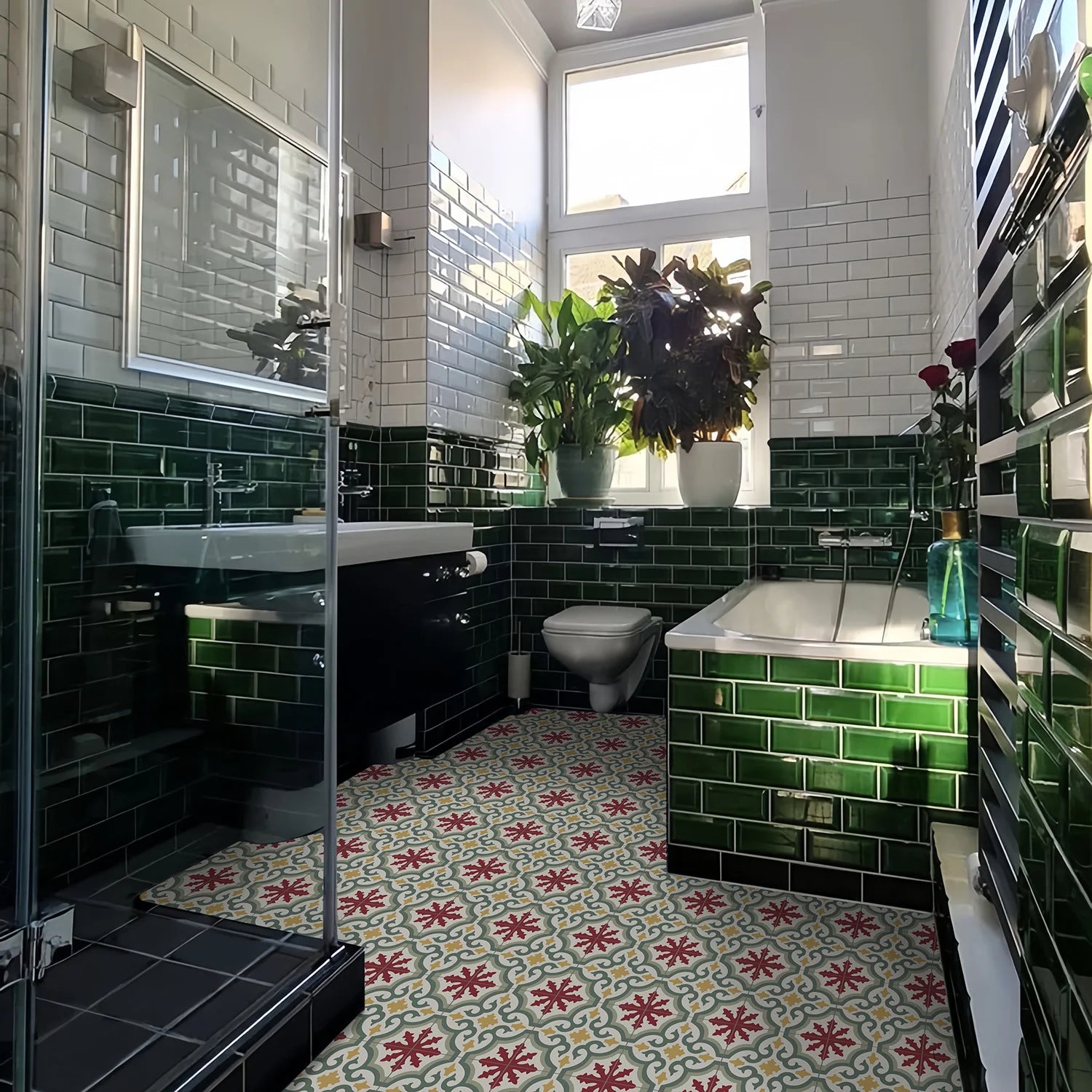 Peel and Stick Floor and Wall Tile Waterproof  Flooring for Bathroom, Vinyl Self Adhesive Flooring Tile 6PCS Backsplash
