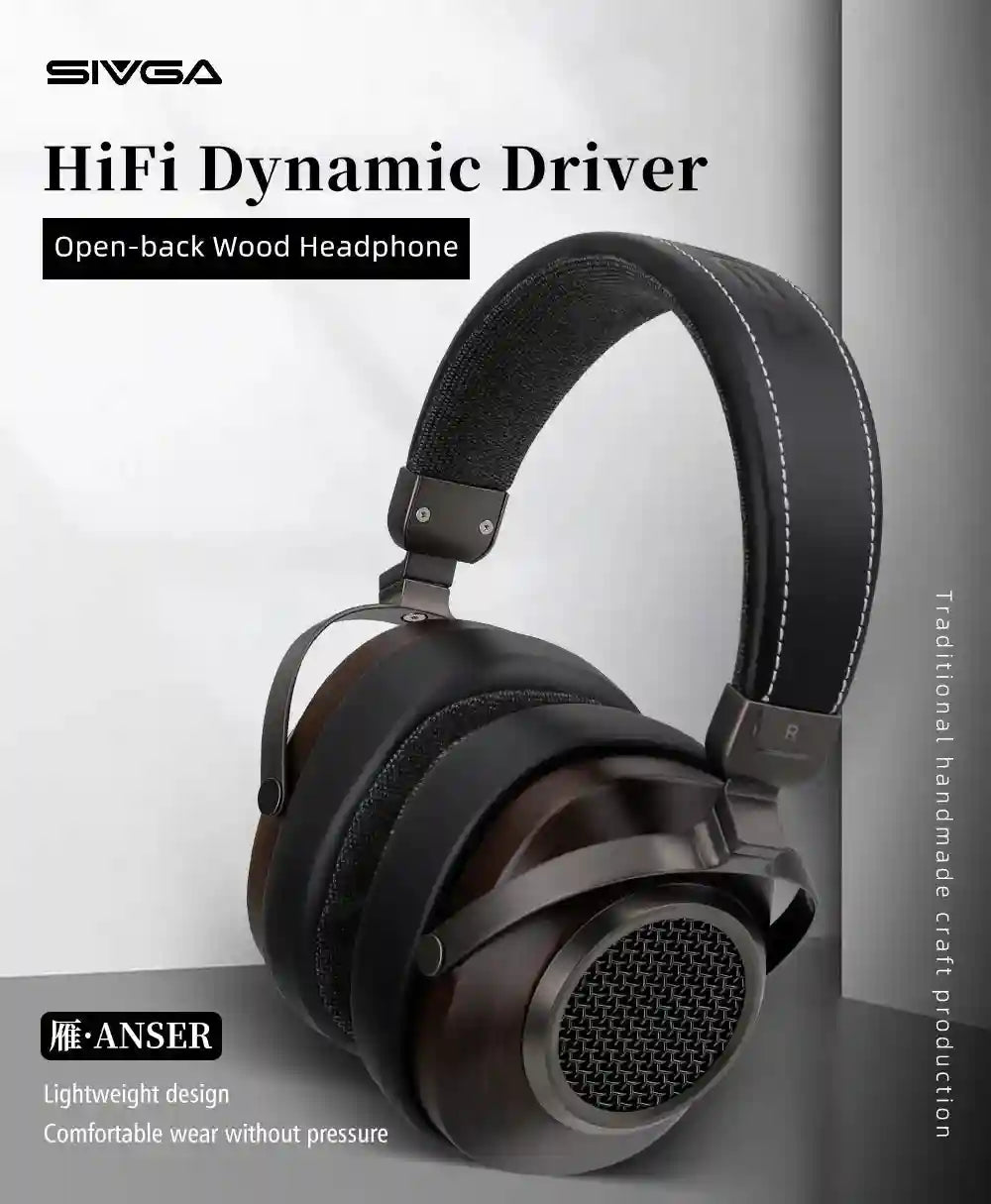 Tidesmit Open Back Wooden Headphones | 50mm Dynamic Driver | Black Tidesmit