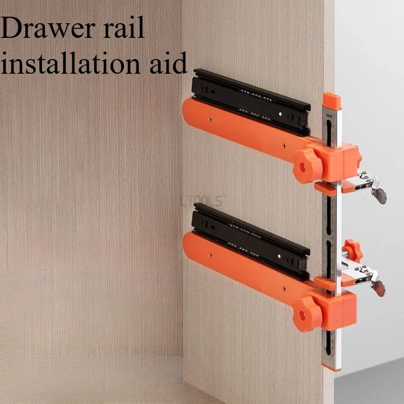 Double Axis Magnetic Drawer Slide Installation Jig - Cabinet Drawer Slide Mounting Template Positioning Tool for Hole Drilling