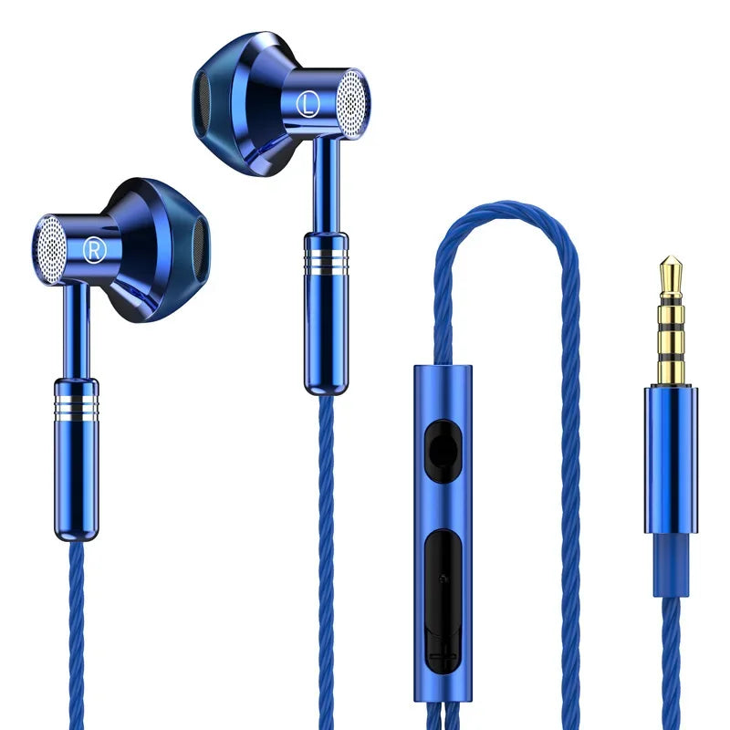 Wired Earbuds HiFi Stereo Bass with Mic Tidesmit 3.5mm or Type C Blue 3.5mm Tidesmit
