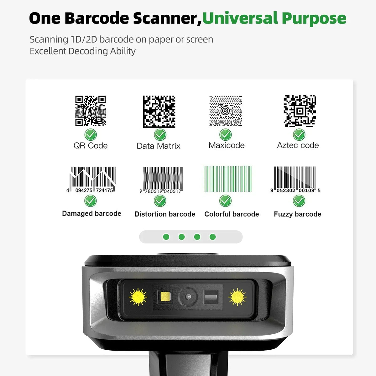 Eyoyo Blueooth Wireless 2D Barcode Scanner and Wired QR Barcode Reader PDF417 Automatic Sensing for Pos Scanning