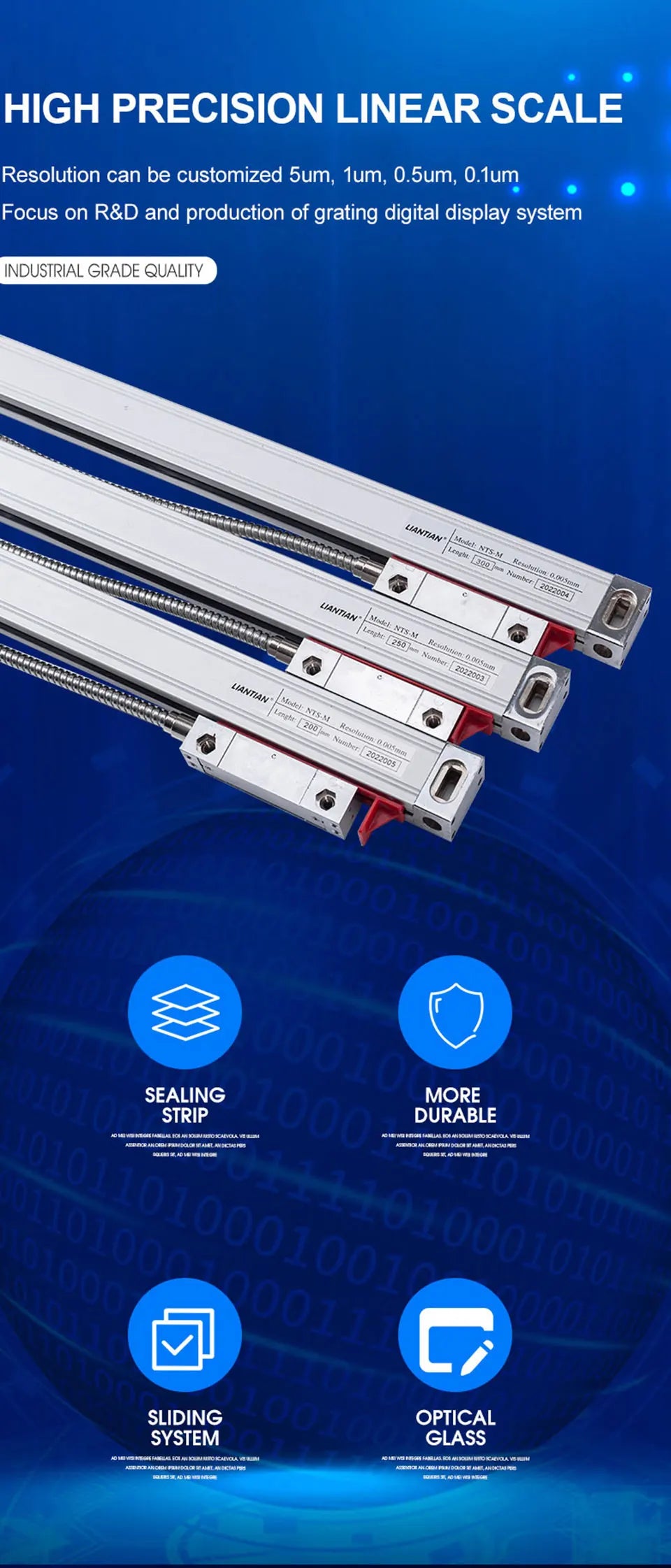 Ultra-accurate Dro NT800-3 NT800-2 Set AC90-260V&50-1000mm Linear Glass Scale Encoder Digital  Ruler for Lathe Milling Machines