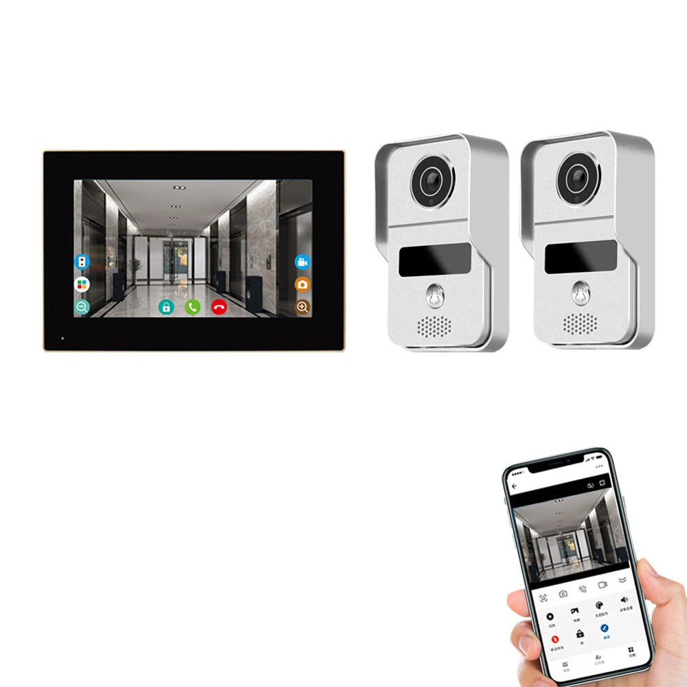 Support Tuya app WiFi visual intercom doorbell system 7/10 inch touch screen indoor monitoring intelligent villa home security