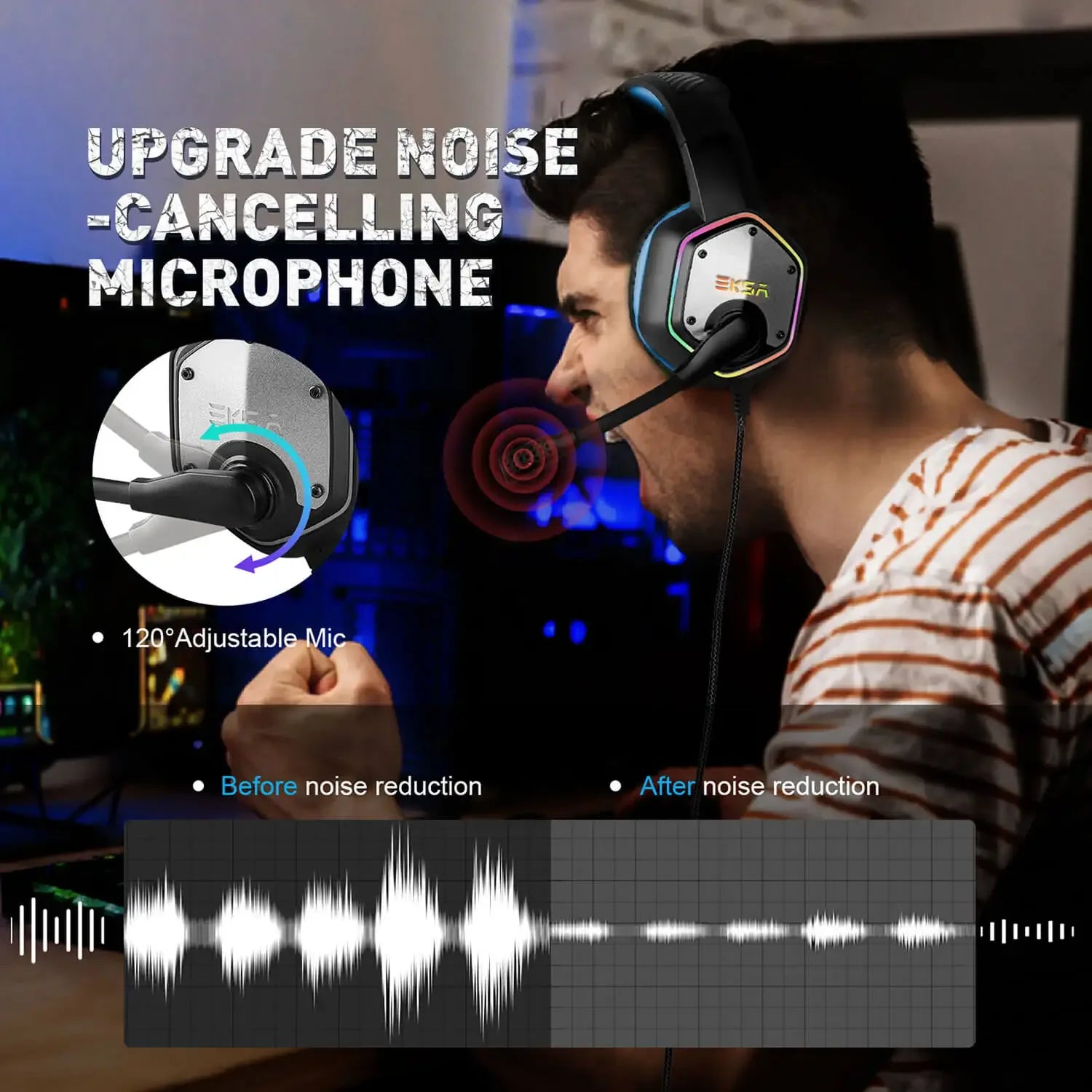 Tidesmit E1000 Gaming Headset with 7.1 Surround Sound - Wired Tidesmit