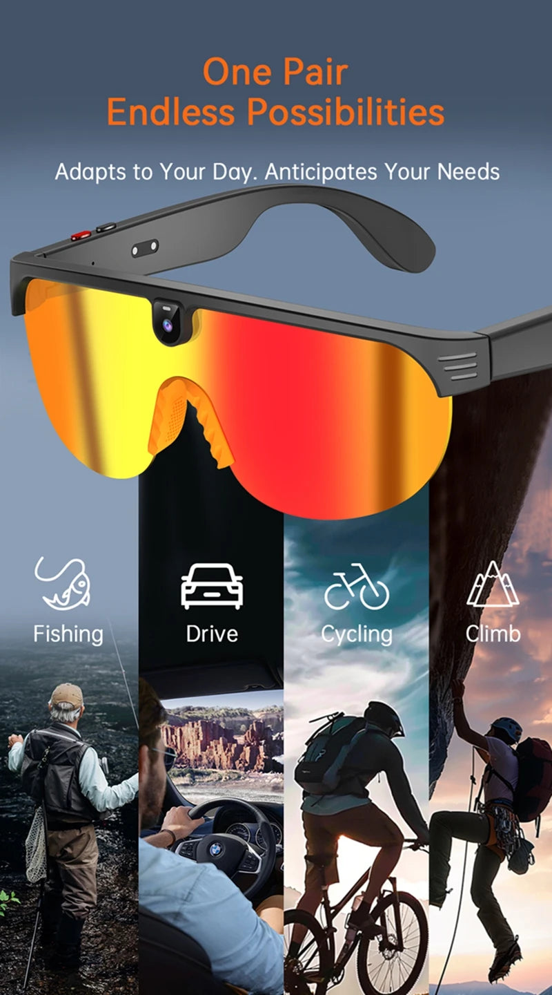Smart Audio Sunglasses with HD Camera and Bluetooth Translation Tidesmit