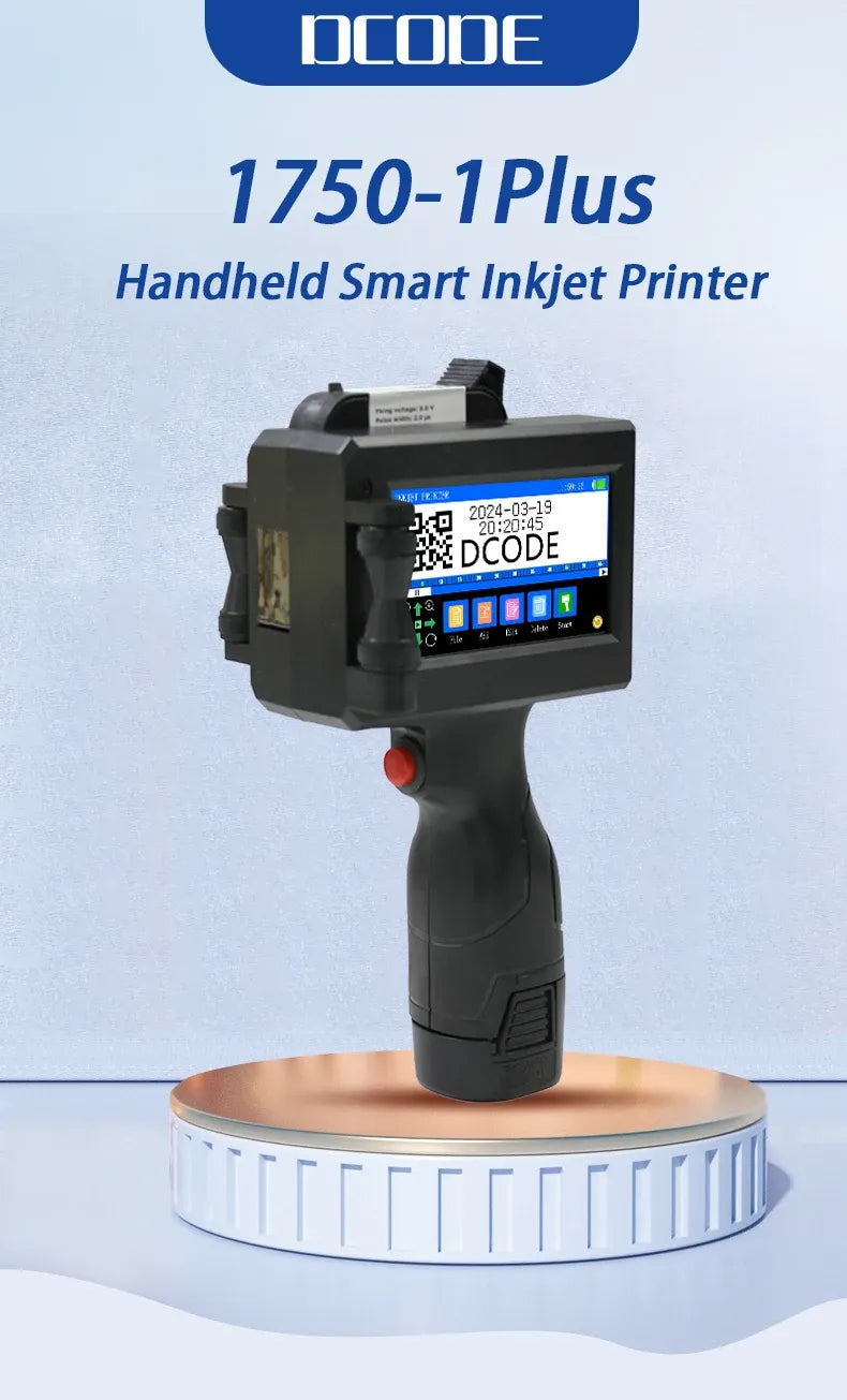 DCODE 1750PLUS-1 25.4mm Handheld Inkjet Printer Portable TIJ Printer Logo Counter Batch Number QR Barcode Date Coding Machine