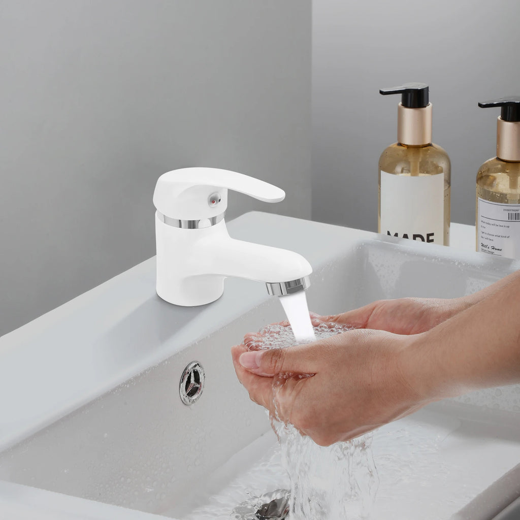 Modern Single-Handle Faucet Brass Deck Mounted 3/8'' Single Hole Sink Mixer Tap Ceramic Valve Core Honeycomb Aerator