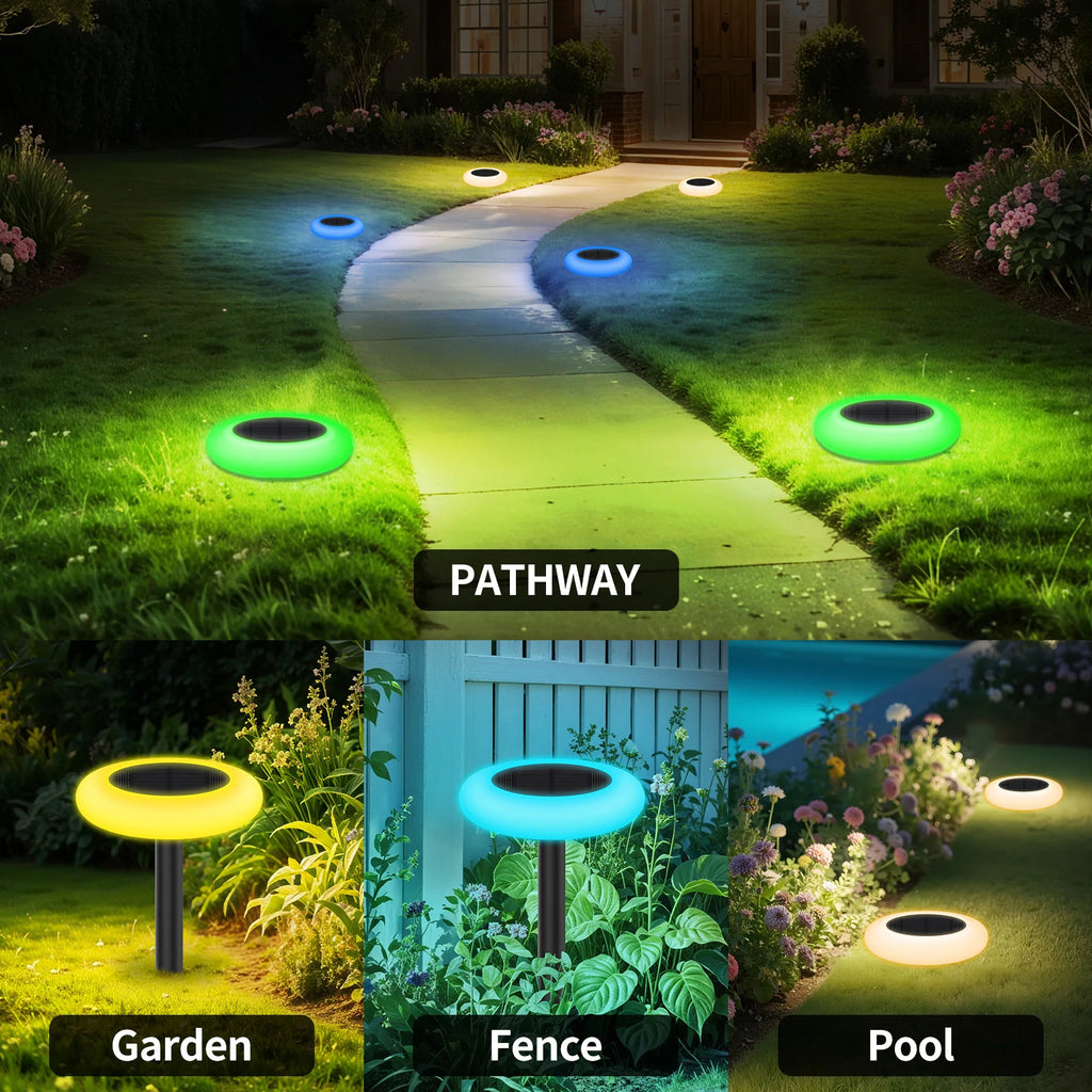 Colorful Solar Lights Outdoor Color Changing Solar Lights Pathway Lights Garden Lights For Landscape Walkway Patio Yard Garden