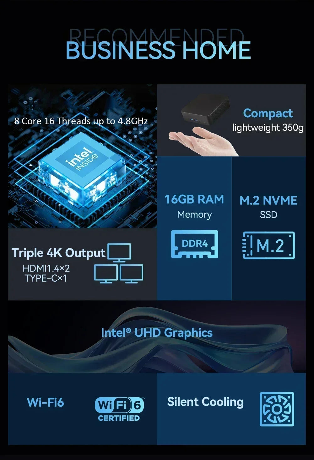 2026 Intel Core i9 10980HK Portable i9 Mini PC Computer Windows 11 32GB 1TB Gaming Computer WiFi 6 USB Portable Mini Desktop PC