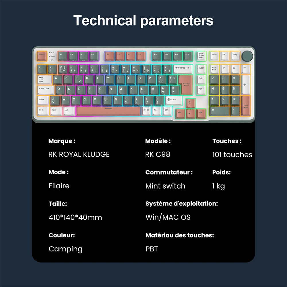 RK ROYAL KLUDGE RK C98 Magnetic Keyboard 0.01mm Rapid Trigg 8000HZ SOCD/Rs 0.125ms RGB Wired Mechanical Esports Gamer Keyboard