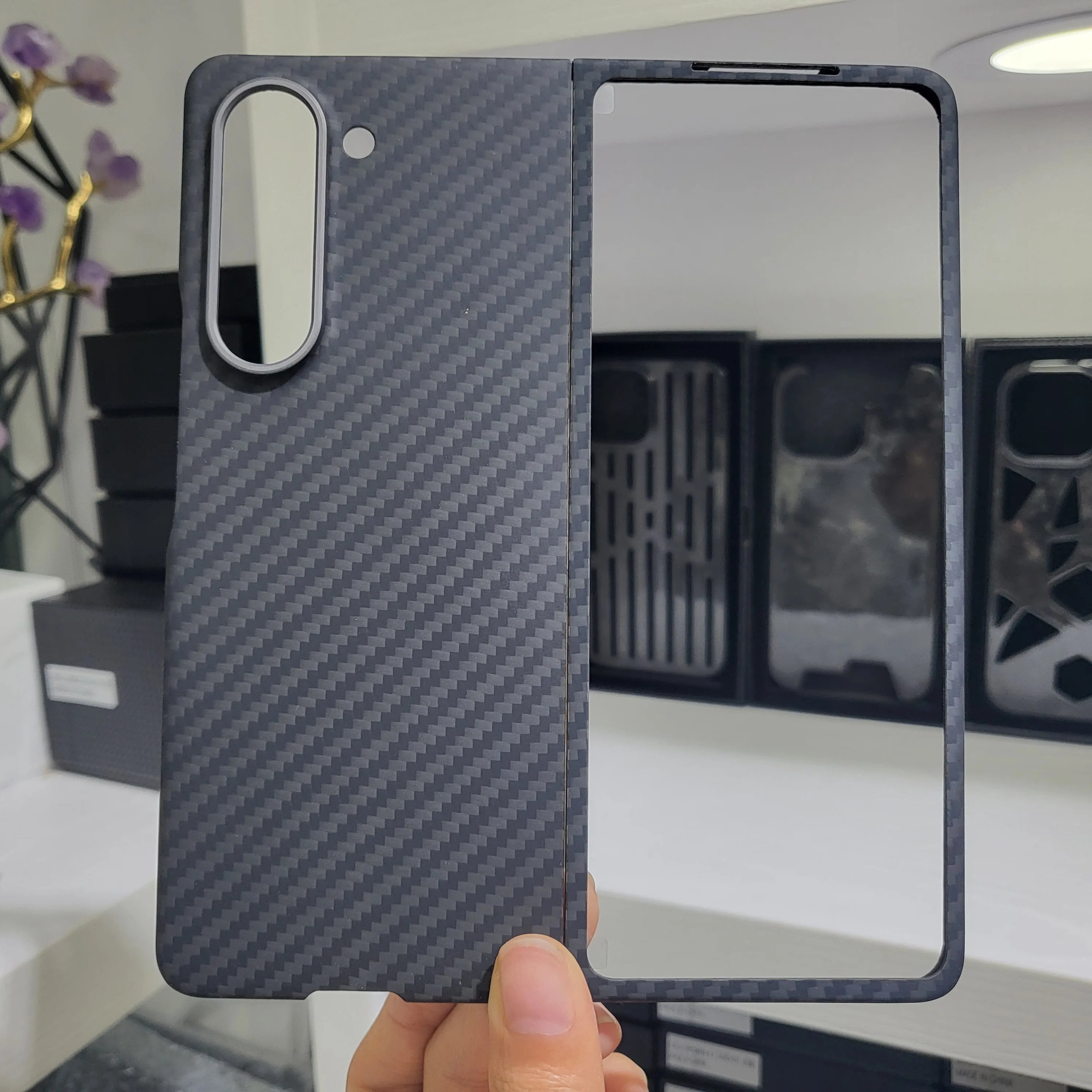 Samsung Galaxy Z Fold 6 Carbon Fiber Case | Ultra-Thin Aramid Cover Black(Big)Ring China Mainland Tidesmit