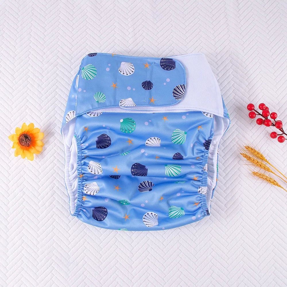 BIAI 2PCS Adult Cloth Diapers Washable Old Man's Diaper Pants Reusable Anti-bed-wetting Device Teenage Nappy Trousers