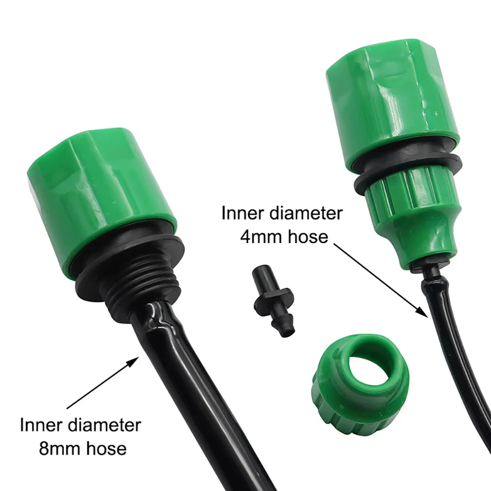 2Pcs Quick Coupling Adapter with 1/4 (ID 4mm) or 3/8'' (8mm) Barbed Connector for Irrigation Garden Watering Gardening Tools