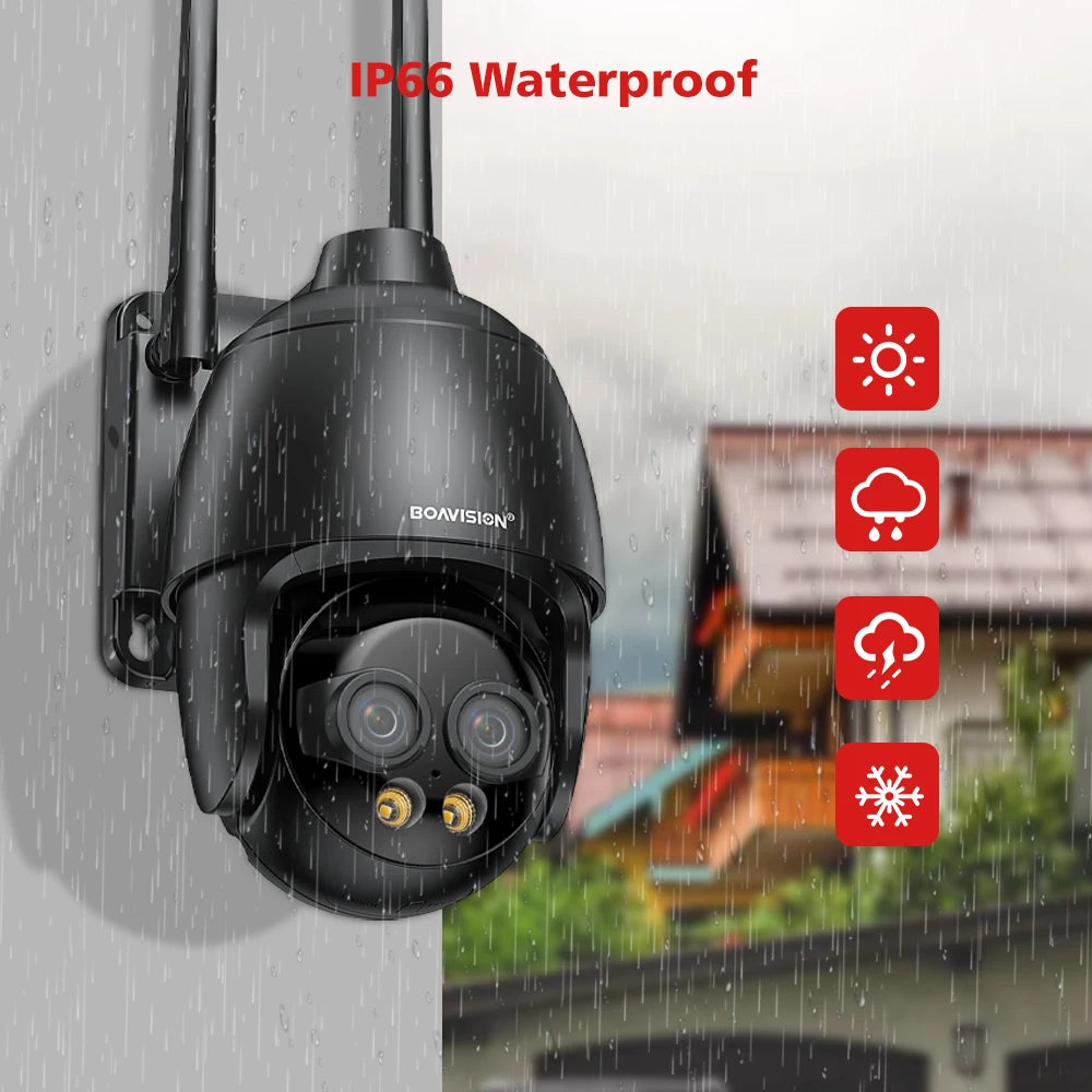 HD 8MP WIFI/4G SIM Card/POE Surveillance Camera 10X Digital Zoom AI Humanoid Detection Auto Tracking 2.8mm 8mm Dual Lens Camera