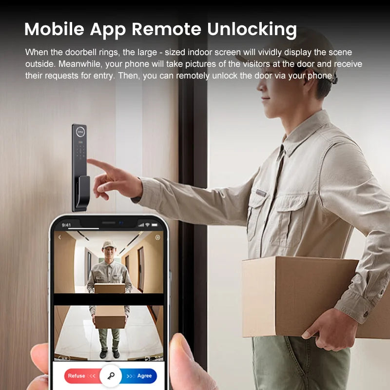 Outdoor Waterproof Lock Wifi Tuya APP Remote Voice Intercom Electronic Door Lock Face Fingerprint Smart Door Lock With Camera