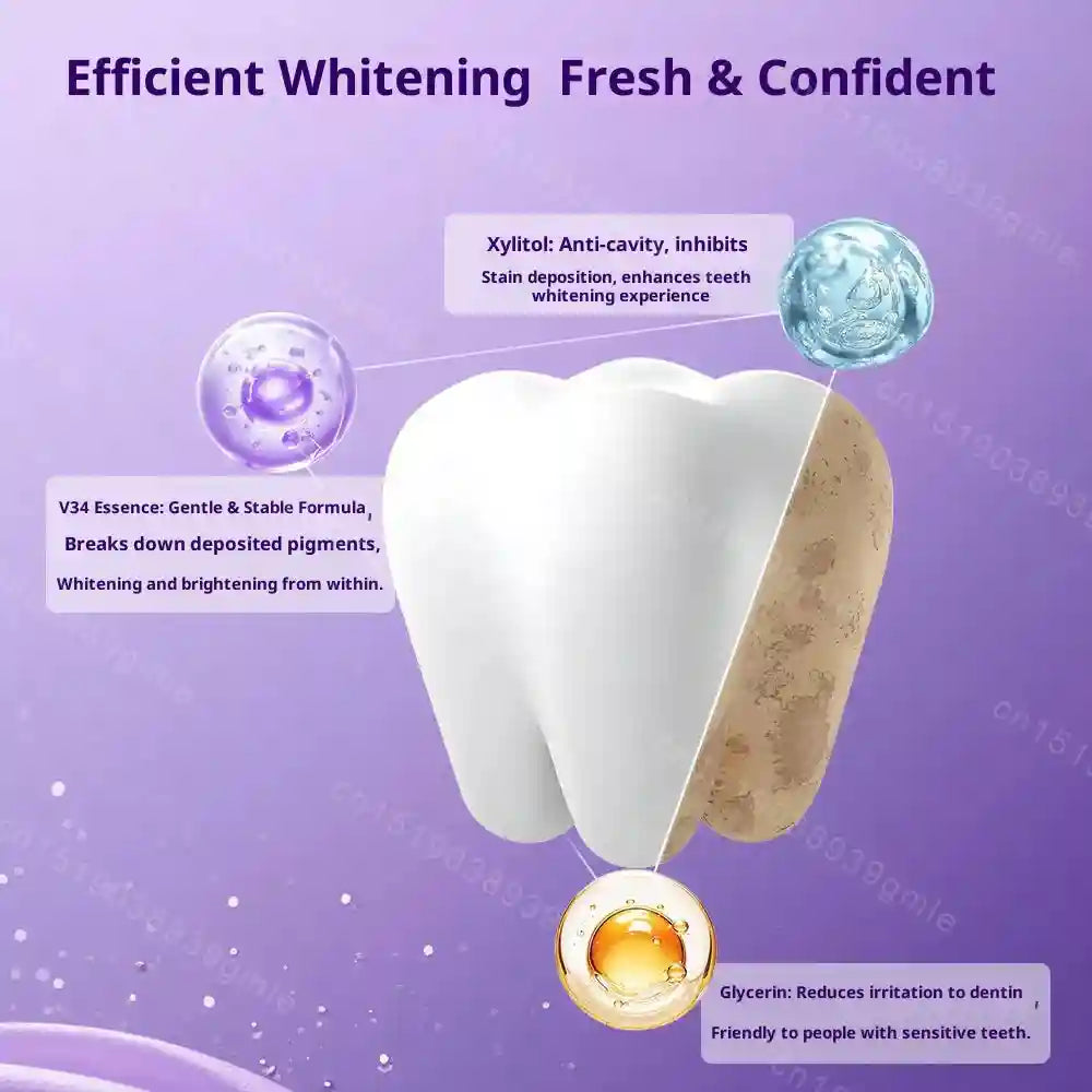 Tidesmit purple teeth whitening strips for sensitive teeth and instant color correction for a brighter smile.