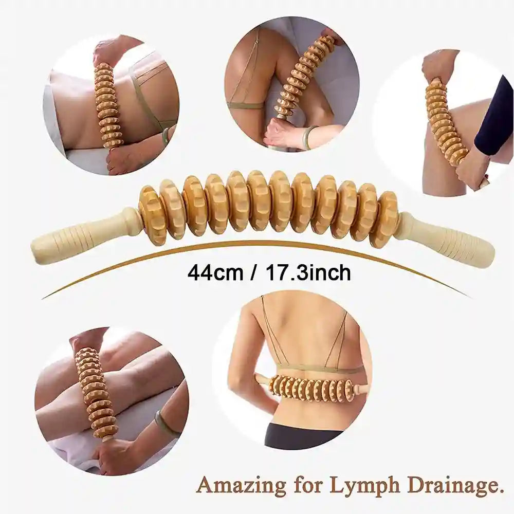Wood Therapy Massage Roller for Lymphatic Drainage | 12 Rollers Eye Massage Instrument Tidesmit