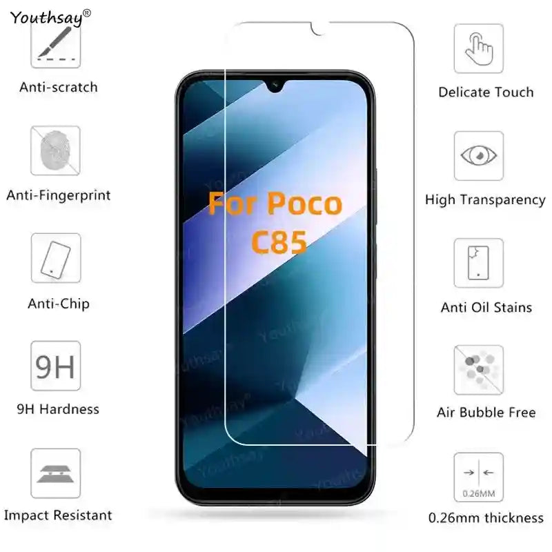 Poco C85 Screen Protector: 9H Tempered Glass & Lens Film Kit AE Tidesmit