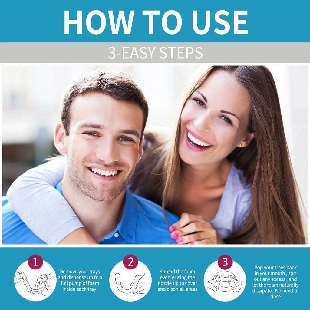 Tidesmit 30ml aligner and denture cleaner foam for deep stain removal, teeth whitening, and fresh breath.