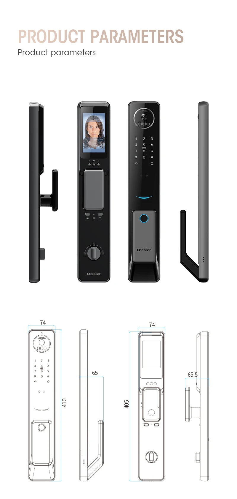 2026 Tuya Wifi Golden Video 3D Face Recognition Fingerprint Digital Smart Door Lock From Alibaba Certification Factory
