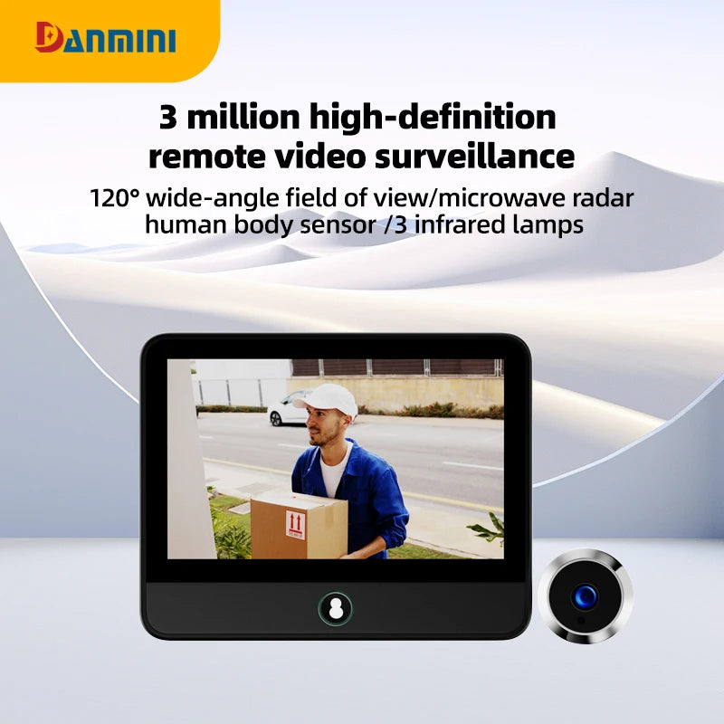 WiFi Digital Door Peephole Camera 4.3Inch Tuya Smart LIfe Eye Cat Human Detection 3MP 120°Angle Night Vision Hidden Video Viewer