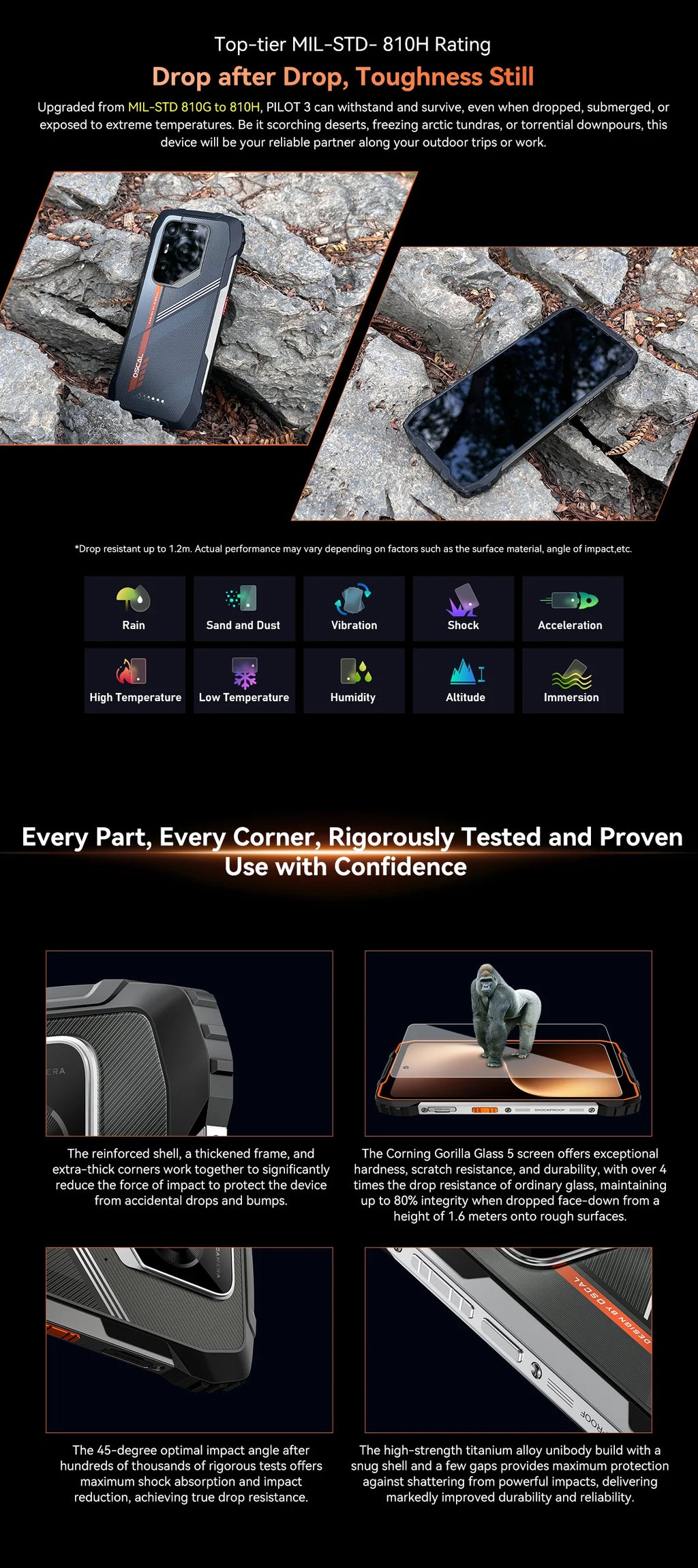 Blackview OSCAL PILOT 3 5G AI Rugged Smartphone MTK 6300, 6.78" 2.4K Display 120Hz, 12GB 256GB, 7500Amh Battery Phone,Android15