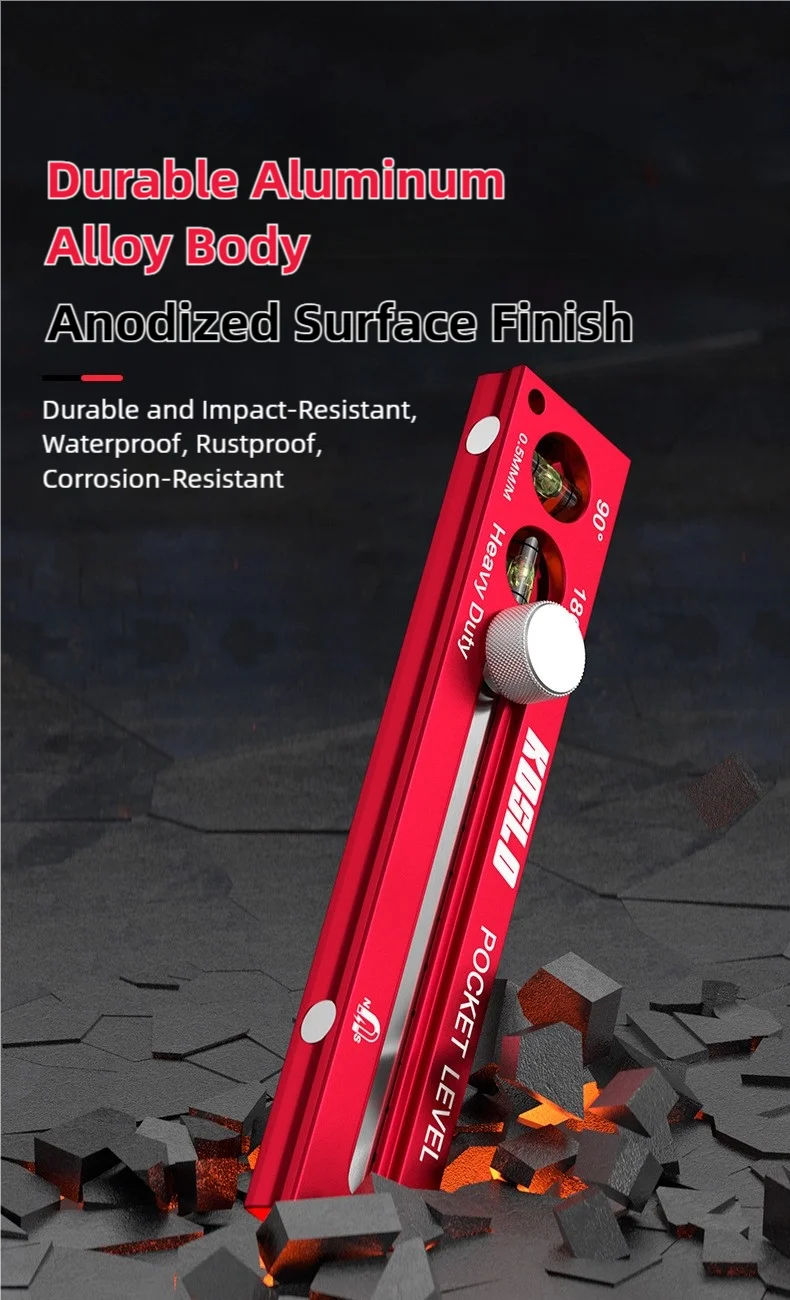 TINSOL Multi-functional Magnetic Marking Ruler Aluminum Alloy Ruler with Level Marking, Metric and Imperial, for Woodworking
